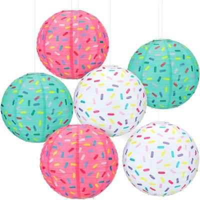 China Europe RUI YI Donut Party Hanging Paper Lanterns Baby Shower Kids Birthday Party Ice Cream Party Decorations for sale