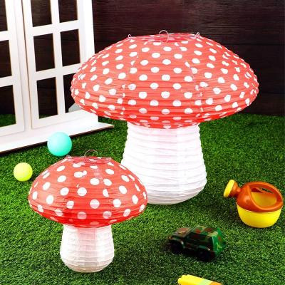 China Europe RUI YI 3d Home Decor Mushroom Paper Lantern Children's Birthday Party Decorations Forest Jungle Decoration Background for sale