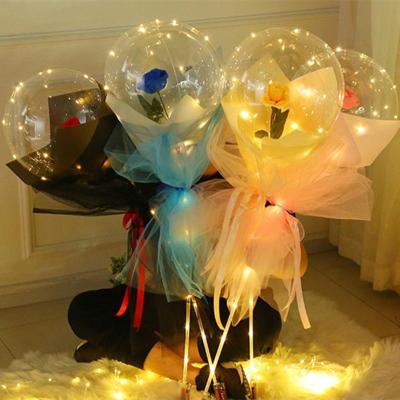 China Toy RUI YI gift around heart 22 inch factory wholesale led BOBO Clear Balloon Clear Light Balloon with led BOBO Balloon for sale