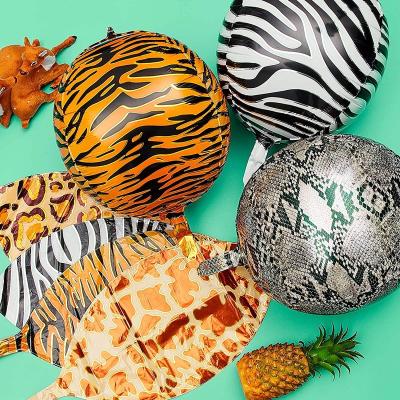 China RUI YI Disposable Eco-friendly Factory Provides 22 Inches 4D Animal Printing Foil Balloon Theme Jungle Foil Party Supplies for sale