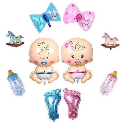 China Gift Toy RUI YI Cartoon Baby Shower Boy Girl Gender Reveal Foil Balloons Foot For 1st Birthday Party Kids Decorations for sale