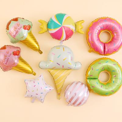 China Gift Toy RUI YI Foil Balloons Donut Floats Pizza Burgers Foil Balloon Children's Birthday Party Decoration for sale