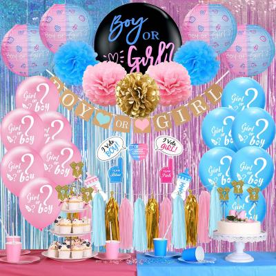 China RUI YI Disposable Eco-Friendly Gender Reveal Party Supplies Balloon Boy and Girl Baby Shower Party Paper Decorations Pom Poms Confetti Photo Props for sale