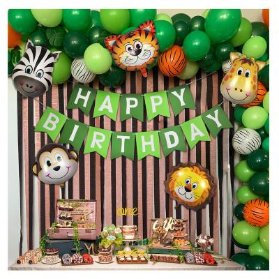 China RUI YI Disposable Eco-friendly Jungle Animal Party Supplies with Animal Mylar Balloons, Balloons, Tropical Leaves for Kids Party Pack for sale