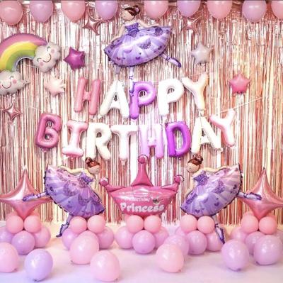 China Eco-Friendly Disposable First Birthday Kids Baby Balloon Girl Happy Birthday Girl Ballerina RUI YI Adult Party Stage Decoration for sale