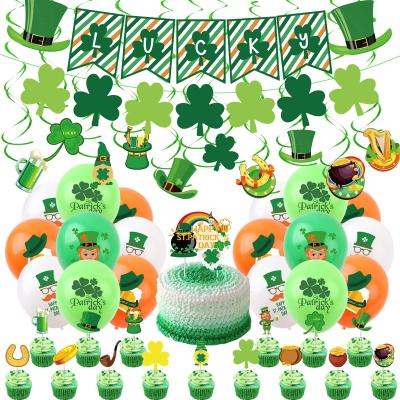 China RUI YI Disposable Eco-friendly Lucky Garland Hanging Swirls Balloons Green Banners Shamrock Clover St Patricks Day Decorations Party Supplies for sale