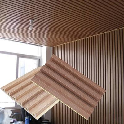 China Contemporary Indoor Decor Wood Plant Plastic PVC Composite Cladding Cladding Fluted Wall Panel WPC Interior Wall Panel for sale