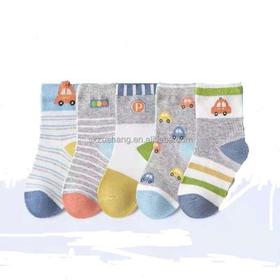 China New Designs QUICK DRY 5 Pack Short Ankle Stripe Kids Socks Boys Girls Cotton Soft Cartoon Cute Baby Socks Set for sale