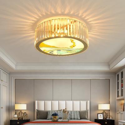 China New modern design hot sale modern bedroom k9 round LED contemporary energy saving crystal ceiling lamp for sale