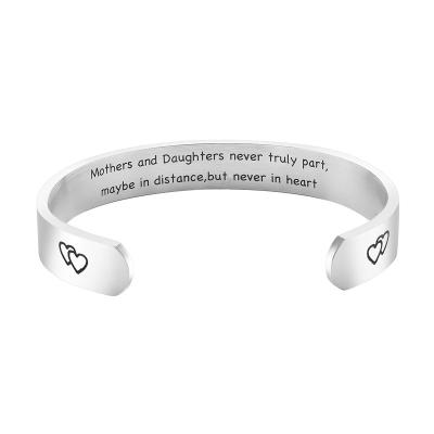 China 2021 Hot Sale 6mm Flat Bangle CLASSIC Engraved Lettering Stainless Steel Cuff Bracelet For Women And Men for sale