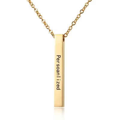 China 2021 New CLASSIC Empty Bar Necklace Men Women Stainless Steel 18K Gold Pendant Necklace for sale