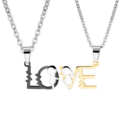 China Fashionable YK Couples Necklace Stainless Steel Letter LOVE Necklace Valentine's Day Gift Necklace For Couples for sale