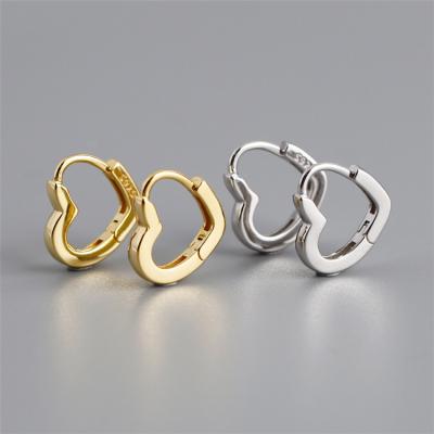 China Simple Design CLASSIC Women's Men's Sterling Silver Love Heart Hoop Earrings For Wholesale for sale