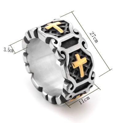 China Hot Selling Style Fashion Punk Style Cross Ring Medieval Flower Ring Designs For Women Men for sale