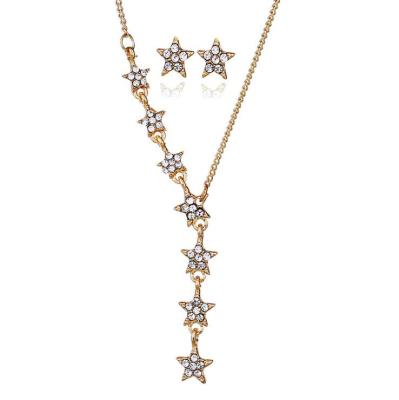 China Creative Personality Zircon Star Earring Necklace Fashion Jewelry Set Women Long Jewelry Set For Women for sale