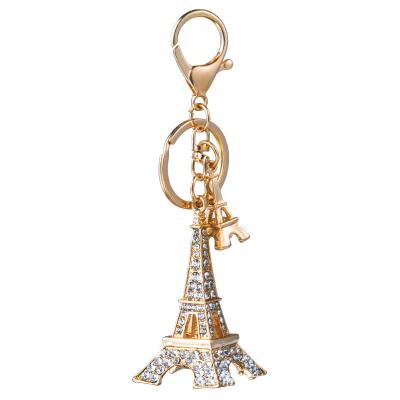 China Fashion YK Boutique Paris Eiffel Tower Key Chain Rhinestone Zinc Alloy Metal Key Chain for sale