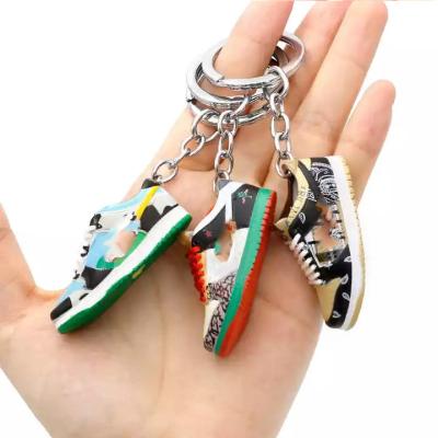 China 3D Sneaker 1/6 high quality soft cute Llaveros PVC rubber dip yeezy main shoe chain jor Dan shoe chain aj accessories for sale