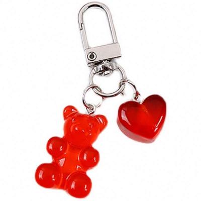 China Promotional Gift Olelon Kawaii Resin Heart Bear Keychain Gift Handmade Small Bag Key Chain Pendant Accessories For Women Key Chain for sale