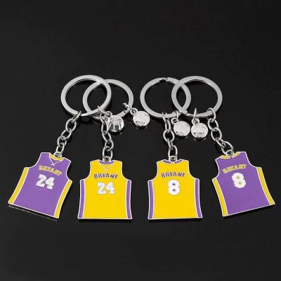 China Memorial Favorite All-Star Basketball Superstar MVP Bryant 8/24 Uniforms Key Chain Tank Top Metal Charms Keychain Gifts For Fans for sale