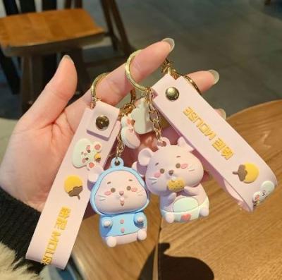 China Cute Funny 3D Cartoon Car Doll Key Chain Simulation Kawaii Mouse Couples Bag Phone Ornaments Lanyard Lover Female Toy Girl Gift for sale