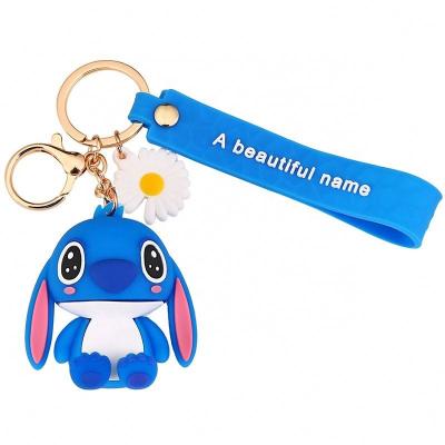 China Promotional cute disny anime cartoon llaveros key chain llaveros stitch keychain with wristband for other gifts and crafts 0039 for sale