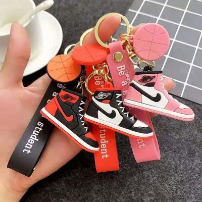 China New Soft Plastic PVC AJ Metal Stereo Sneakers Dangling Car Key Chain Key Chain for sale