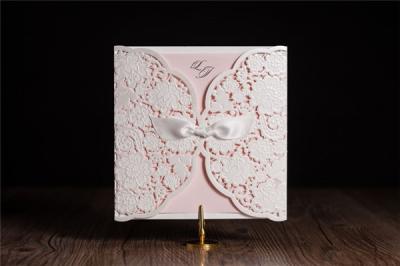 China Pink lace hand-cut wedding invitations Personality invitation card for sale