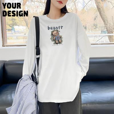 China Breathable Customized Logo Full Sleeve T  Streetwear heavy Oversized Sweatshirt Custom Design Band Print On T Shirt for sale