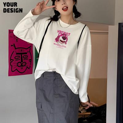 China Breathable 2023 Crew Neck Sweater Women Photo Print Sweatshirts Cover Cotton Design Logo Silk Screen Print T Shirt for sale