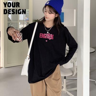 China Breathable 2023 Customized Design Logo Long Sleeve T shirt Cotton Oversized Cheap Women Pullover Sweatshirts for sale