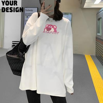 China Breathable Wholesale Factory Custom Logo Band T Shirt Spring Autumn Season Long Sleeve White Tshirt Lady for sale