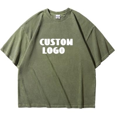 China Breathable Wholesale Trendy Vintage Custom Logo heavyweight Oversized T Shirt High Quality 100% Organic Acid Wash T Shirt for sale