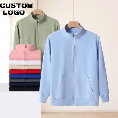 China Breathable Fashion Custom Logo Sport Stand Collar Hoodies Men Zip Up Hoodies Jacket Bank Plain Sweatshirts for sale