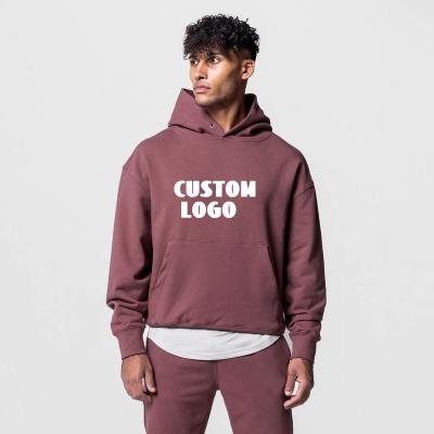 China Thermal OEM 360 gsm 100% Cotton French Terry Heavy Hoodies Sweatshirt Custom Logo Blank Cropped Men Hoodie for sale