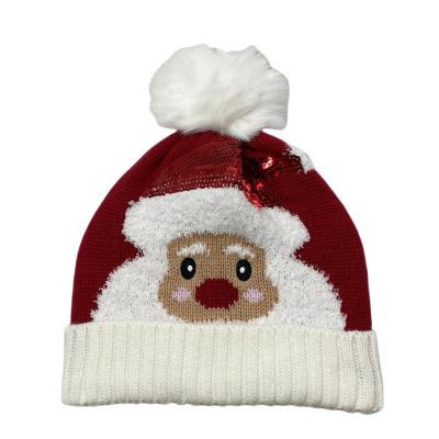 China COMMON New Cartoon Santa Christmas Gift Kids Adult Beanie Hat Winter Wool Cute Collection Knitted Hat for sale