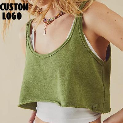 China Breathable Wholesale Woman Sleeveless Cropped Top Custom Printing Logo Vest Women Summer Streetwear Casual Ladies Crop Tank Tops for sale