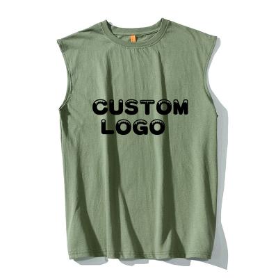 China Breathable Custom High Quality Men Tank Top 100% Cotton Sleeveless T shirt  Summer Workout Gym Men Blank Sport Vests for sale