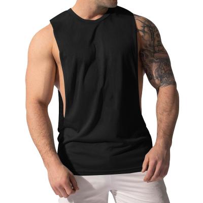 China Breathable Custom Logo Polyester Sports Quick Dry Plain Gym Running Tops Plus Size Gym Vest Tank Top For Men for sale