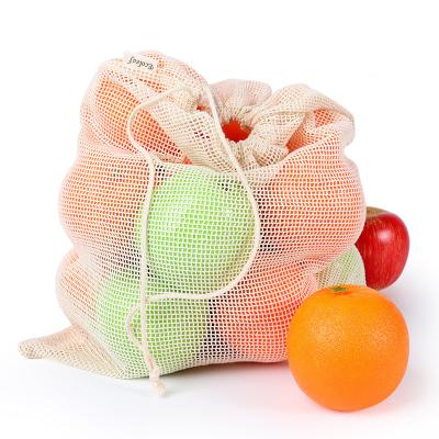 China Security Portable Reusable Grocery Bags Washable Cotton Mesh String Storage Shopping Net Bags for Fruit and Vegetable for sale