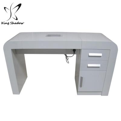 China White Double Manicure Nail Table Beauty Nail Table Wooden Manicure Table for sale