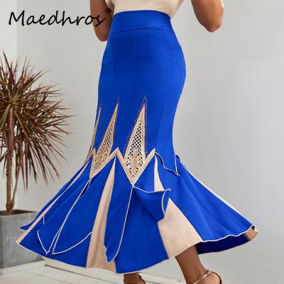 China MAEDHROS Women's Breathable Luxury Skirts 95cm Flower Mesh Design High Waist Skirt Female Elegant Party Long Skirt for sale