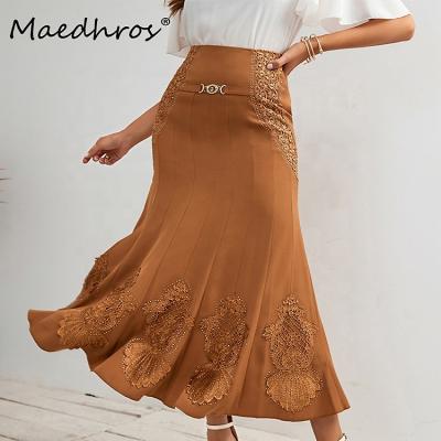 China MAEDHROS Breathable Women Skirt Long 95cm Ladies Party Elegant Skirts Embroidered Feminine Maxi Skirt for sale