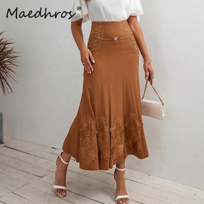 China MAEDHROS Breathable Elegant Ladies Skirts 75cm Long Flower Net Quilted Formal Skirt Designs Luxury Maxi Skirt Women Evening Party for sale