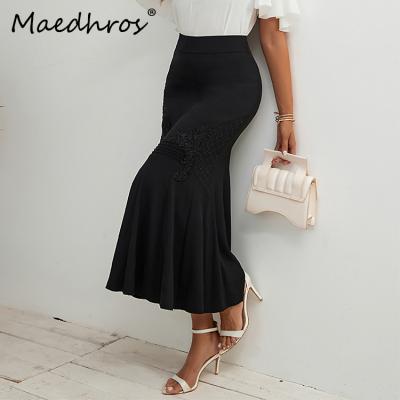 China High Quality MAEDHROS Women Vintage Ladies Maxi Skirt 75cm Long Breathable Luxury Elegant Wedding Party Formal Skirt for sale