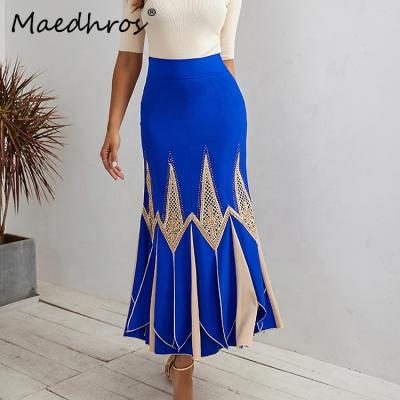 China MAEDHROS Breathable High Quality Women Long Skirt Luxury Flower Mesh Formal Design Skirt Ladies Elegant Party Maxi Skirt for sale