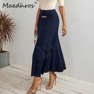 China MAEDHROS Breathable Luxury Long Skirts For Women 75cm Net Flower Mesh Design Black Maxi Skirts Party Special Women Skirt for sale