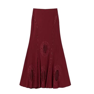 China Elegant High Quality Breathable Solid Color Women Skirt Evening High Waist Female Skirt Luxury Embroidered Ladies Skirts for sale