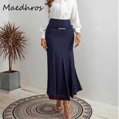 China MAEDHROS Breathable Women's Mesh Design Elegant Long Skirts 75cm Vintage Party Special Maxi Skirt Ladies Elegant Luxury Floral Female Skirt for sale