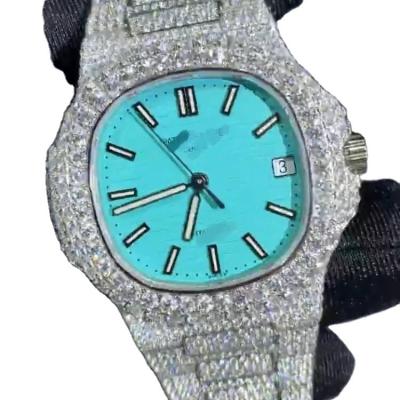 China Premium VVS Day/Date Iced Out White Moissanite Hand Set Diamond Bezel Custom Watch For Men for sale