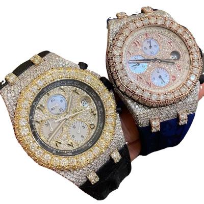 China Custom Made Chinese Jewelry Mens Luxury Watch Day/Date Glass Iced Out VVS Moissanite Diamond Watch for sale